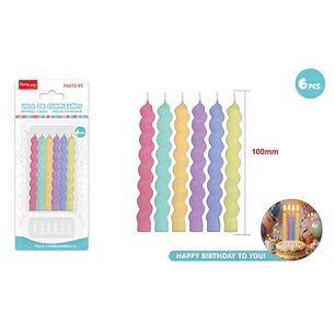 Velas Para Torta Espiral 100Mm 6 Unidades