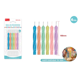 Velas Para Torta Espiral 100Mm 6 Unidades
