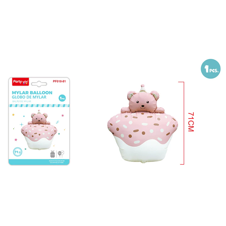 Globo Metal Cake Osito Rosado 71Cm 1