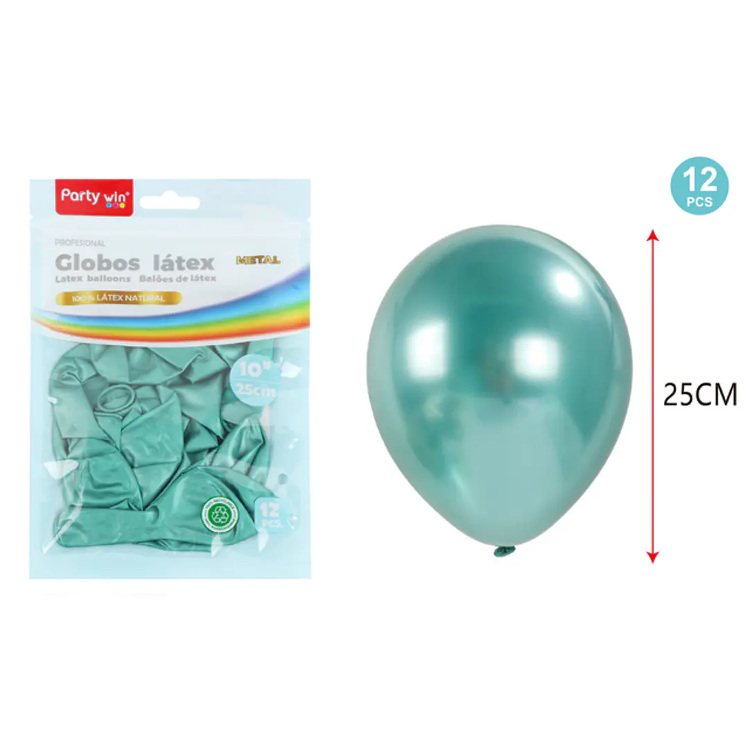 Globos Metal Verde Oscuro 25Cm 1.8G 12 Unidades 1