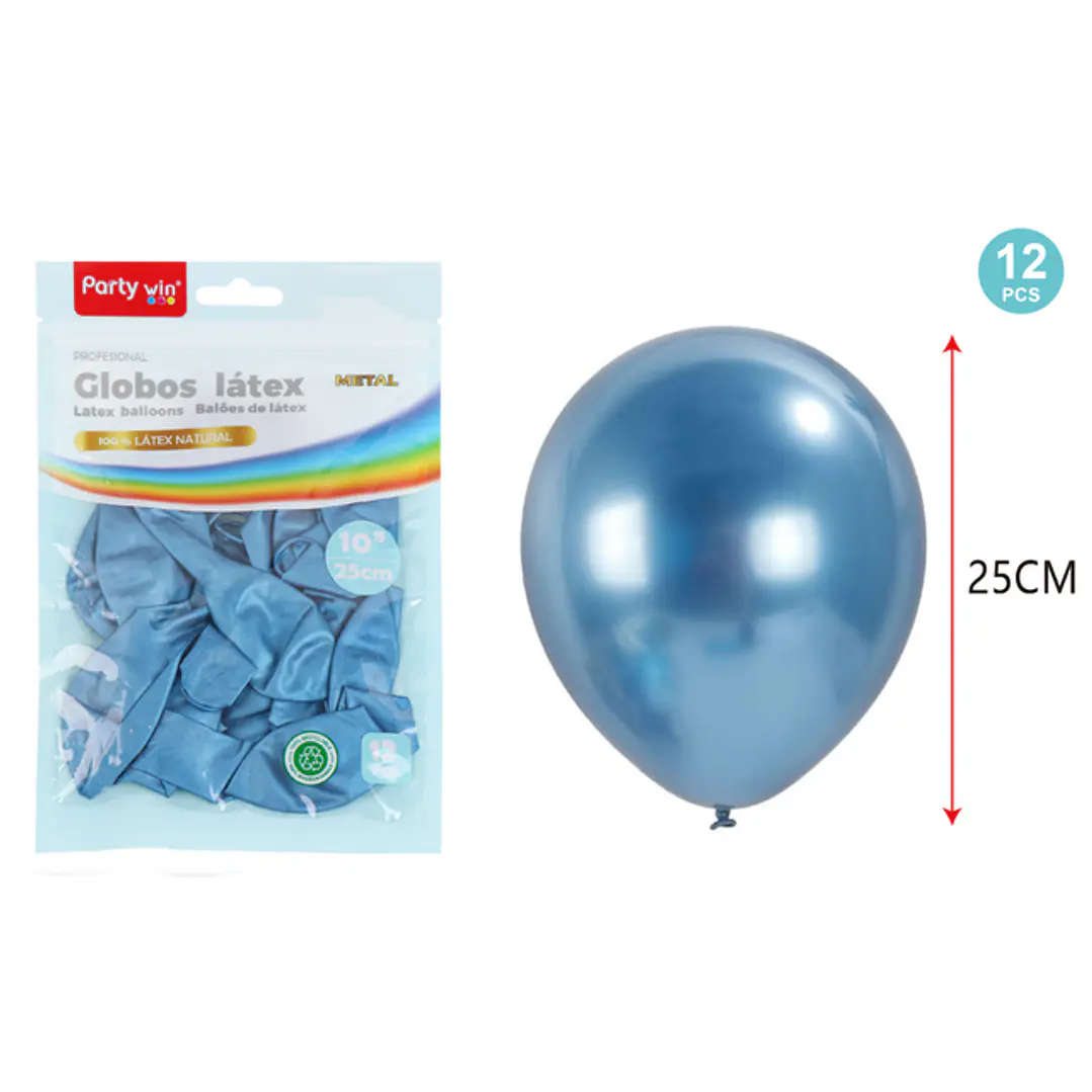 Globos Metal Azul Oscuro 25Cm 1.8G 12 Unidades 1
