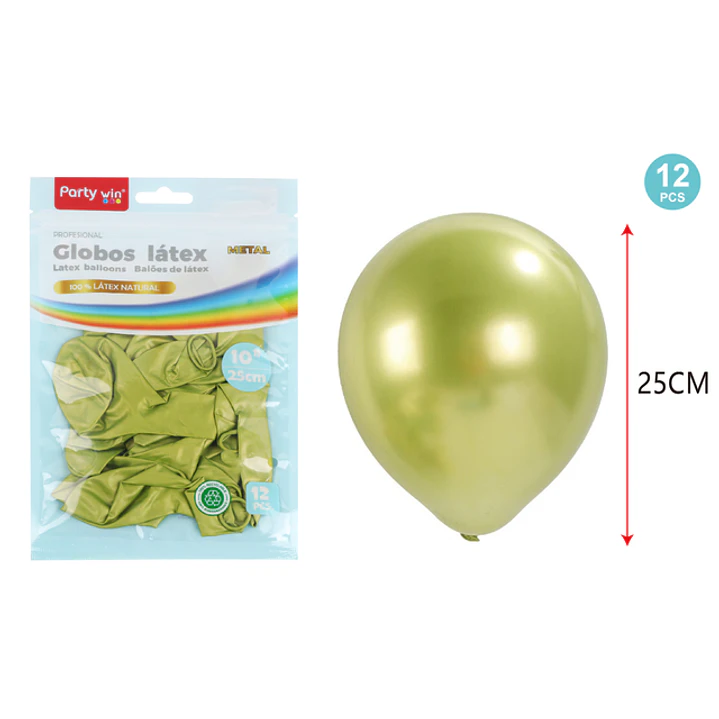 Globos Metal Verde Claro 25Cm 1.8G 12 Unidades 1