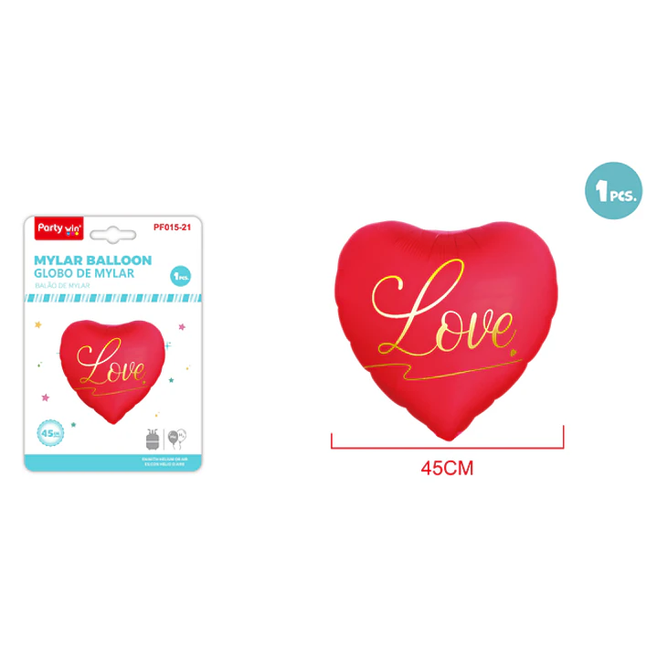 Globo Metal Corazon Love Rojo 45Cm 1
