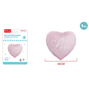 Globo Metalizado Corazon Love Rosado 45Cm