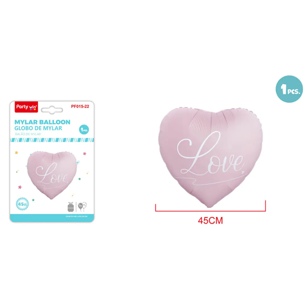 Globo Metal Corazon Love Rosado 45Cm 1