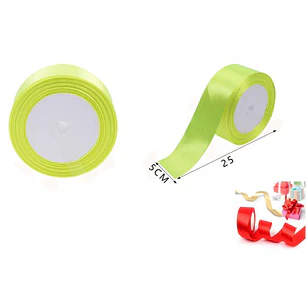 Cinta De Raso Verde Amarillo 5Cm