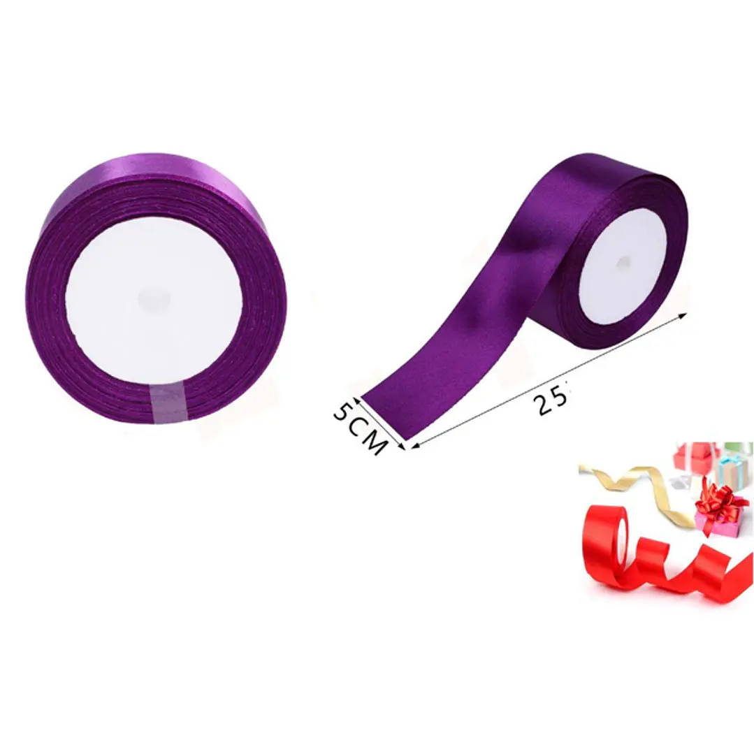 Cinta De Raso Morado Oscuro 5Cm 1