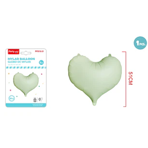 Globo Metal Corazón Mate Verde 51Cm