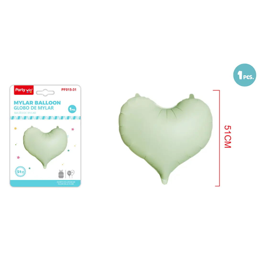Globo Metal Corazón Mate Verde 51Cm 1