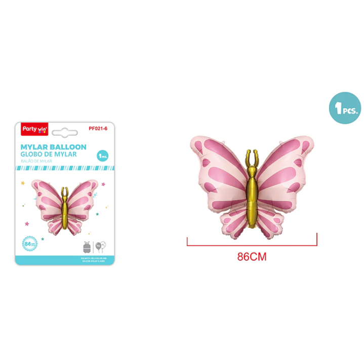 Globo Metal Mariposa Mate Rosado 86Cm 1