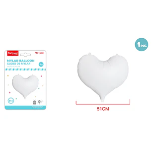 Globo Metal Corazón Mate Blanco 51Cm