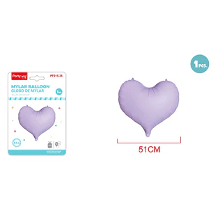 Globo Metal Corazón Mate Morado 51Cm