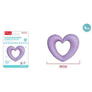 Globo Metal Corazón Ahuecar Morado 96Cm