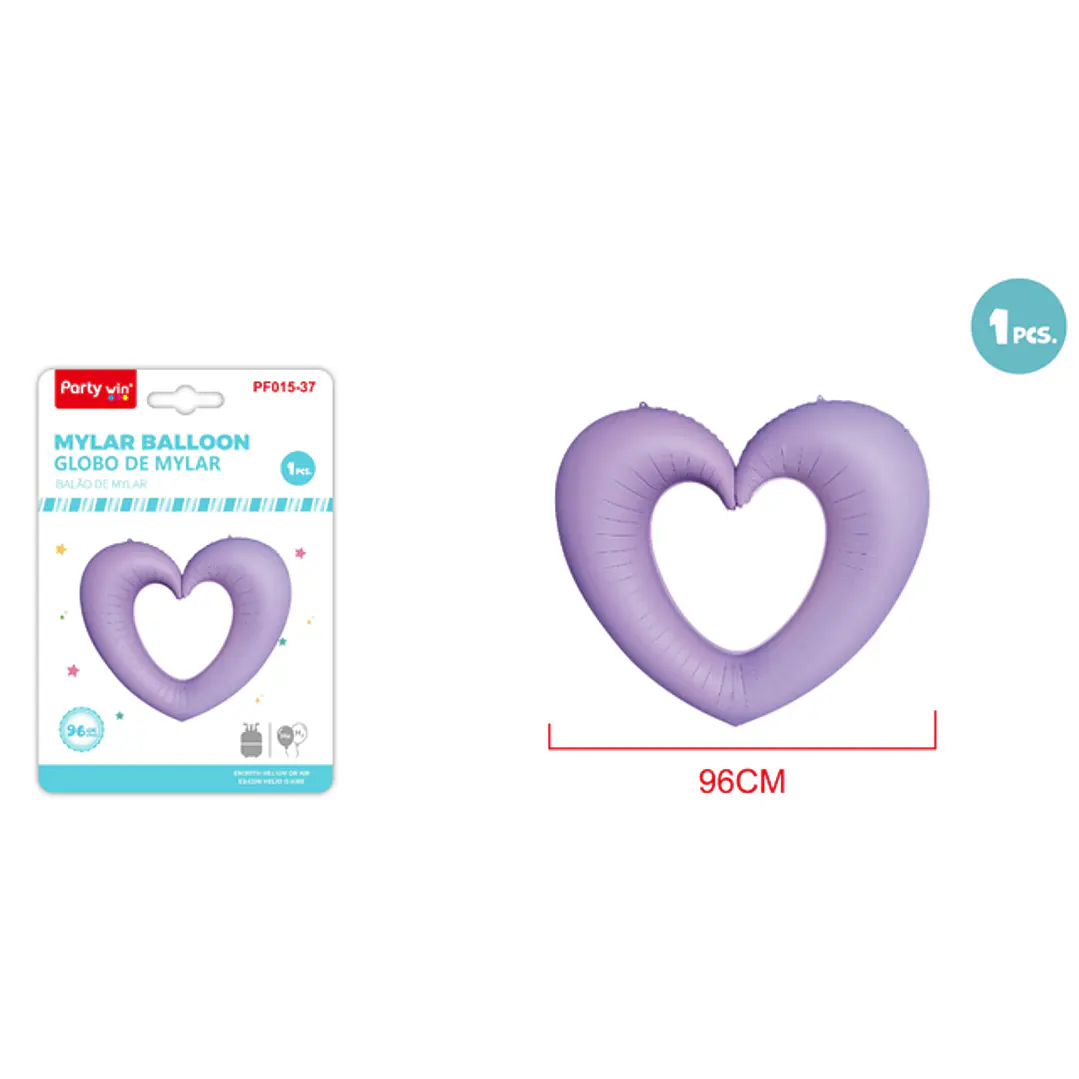 Globo Metal Corazón Ahuecar Morado 96Cm 1