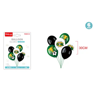 Set De Globos Futbol 30Cm 6 Unidades
