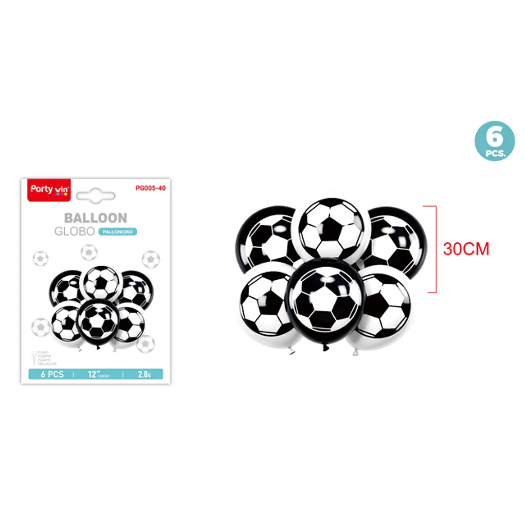 Set De Globos Futbol 30Cm 6 Unidades 1