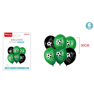 Set De Globos Futbol 30Cm 6 Unidades