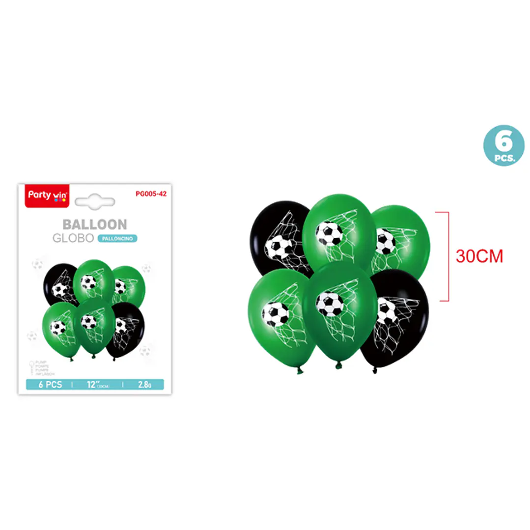 Set De Globos Futbol 30Cm 6 Unidades 1