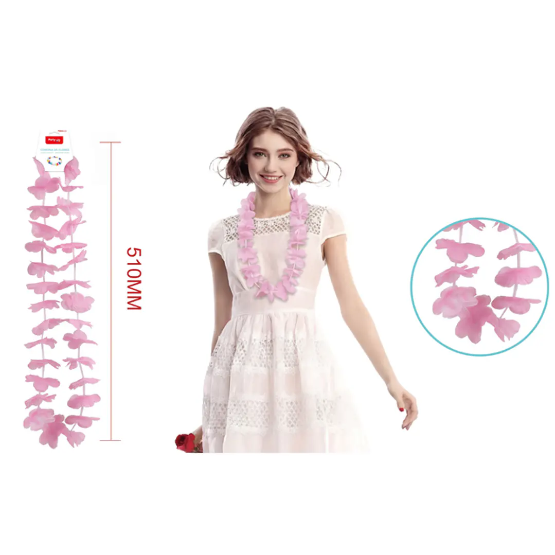 Collar De 24Flores Rosado Pastel 51Cm 1