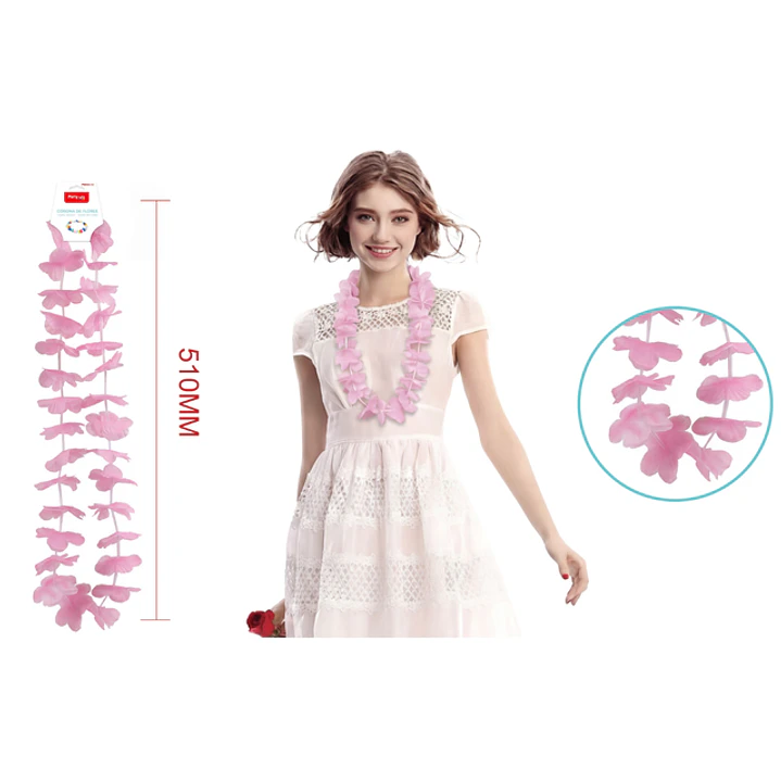 Collar De 24Flores Rosado Pastel 51Cm 1