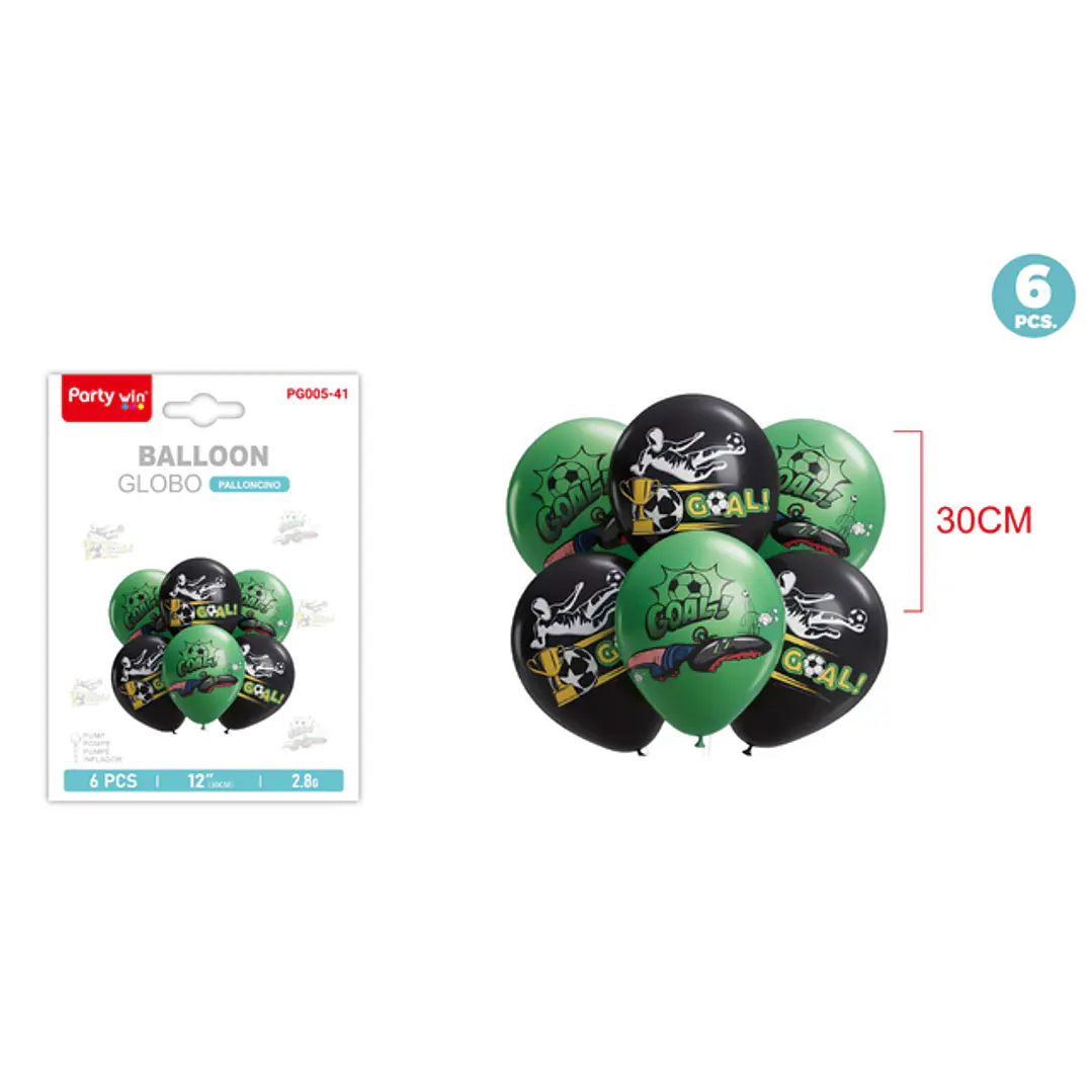Set De Globos Futbol 30Cm 6 Unidades 1
