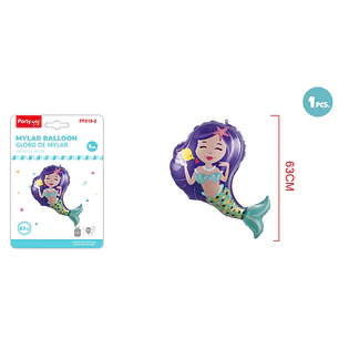 Globo Metal Sirena Morado 63Cm