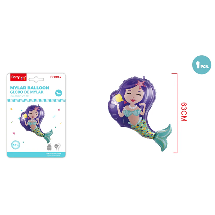 Globo Metal Sirena Morado 63Cm 1