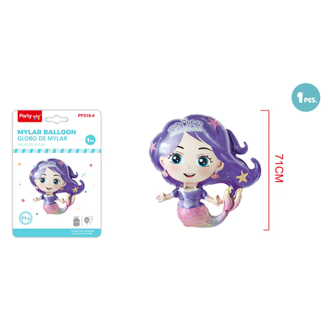Globo Metal Sirena Morado 71Cm 1