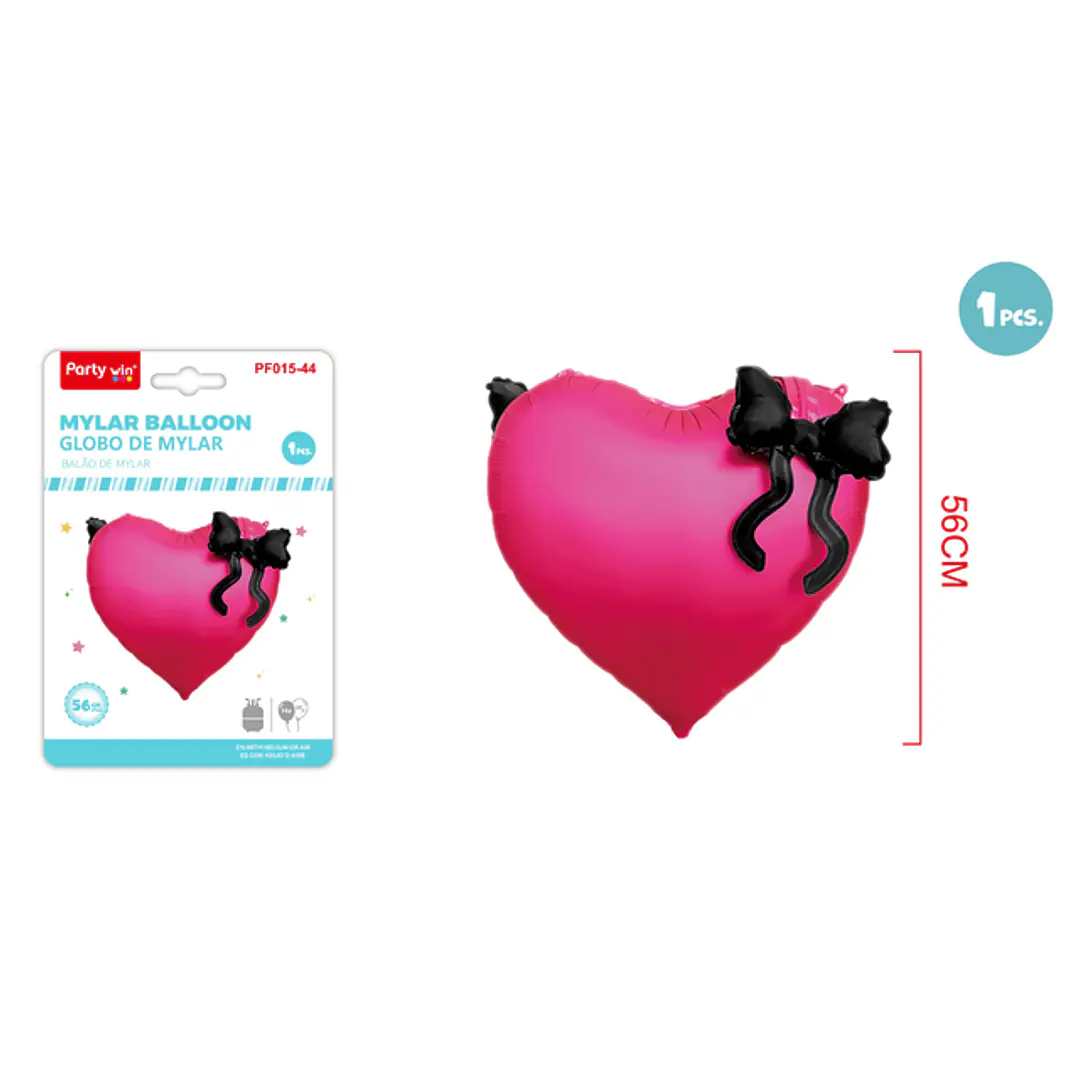 Globo Metal Corazón Lazo Fucsia 56Cm 1