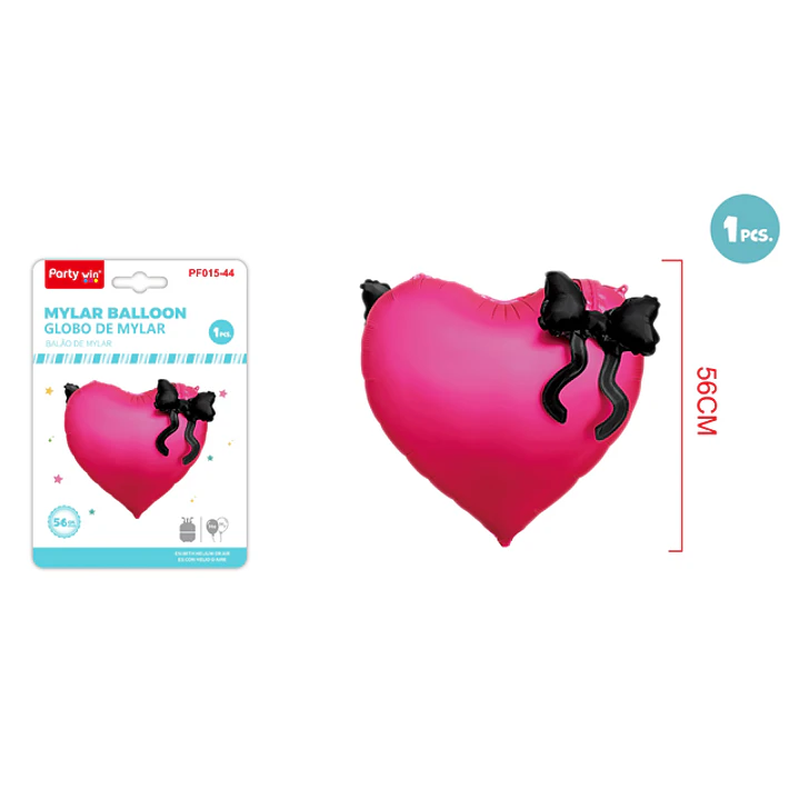 Globo Metal Corazón Lazo Fucsia 56Cm 1