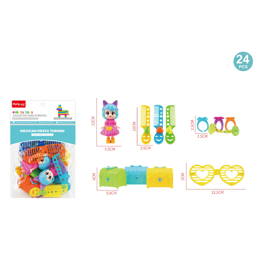 Set De Juguetes Para Pinata Nina 24 Unidades 1