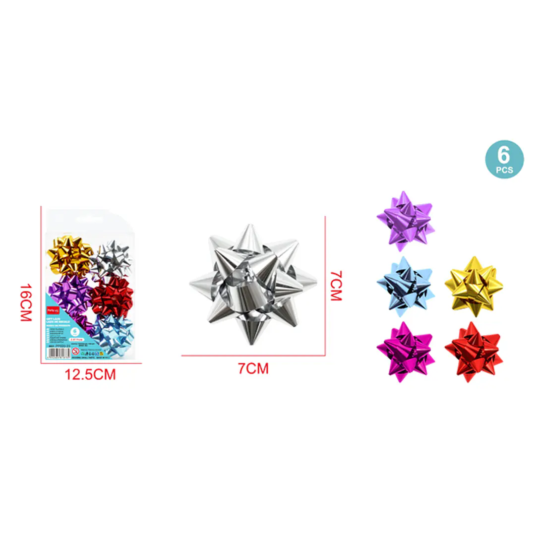 Lazo De Regalo Estrellas 7Cm 6 Unidades 1