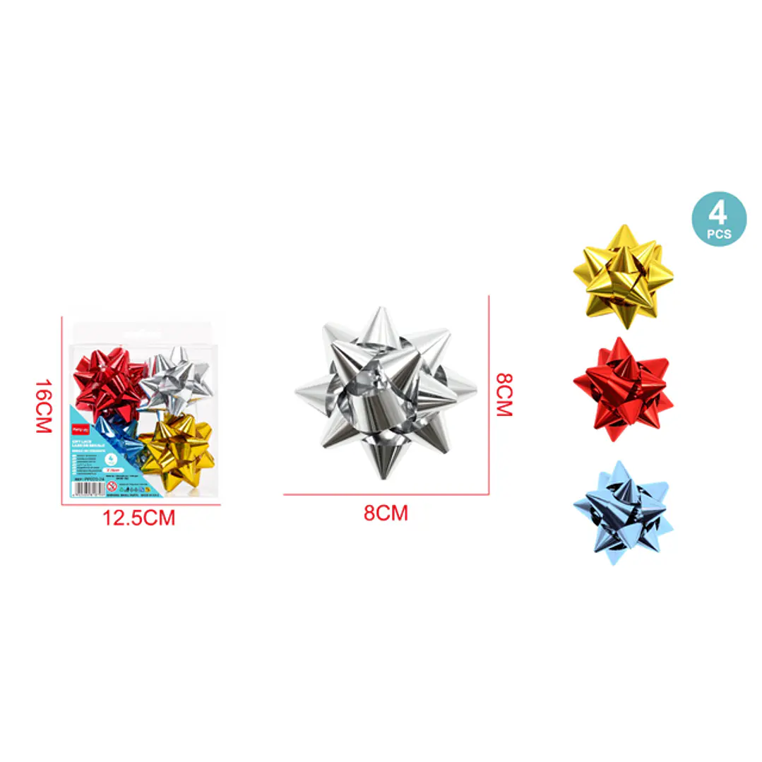 Lazo De Regalo Estrellas 8Cm 4 Unidades 1