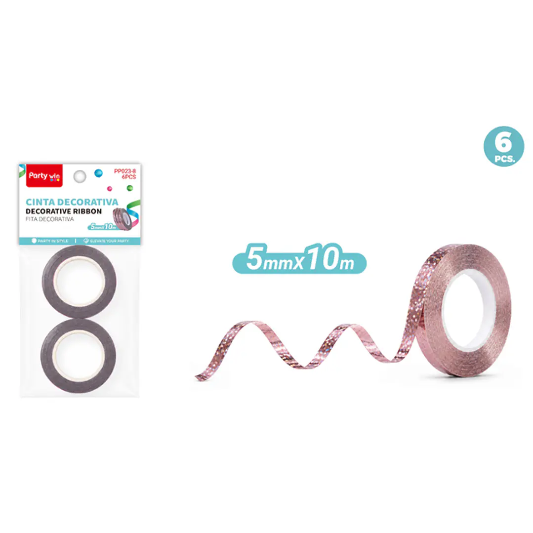 Cinta De Regalo Tornasol Rosadorado 5Mmx10M 1