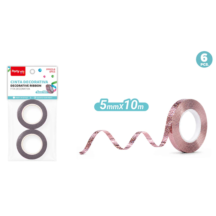 Cinta De Regalo Tornasol Rosadorado 5Mmx10M 1