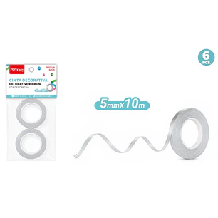 Cinta De Regalo Plateado 5Mmx10M