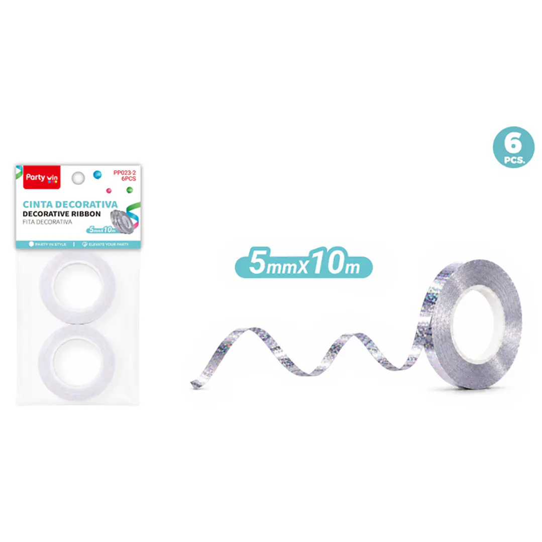 Cinta De Regalo Tornasol Plateado 5Mmx10M 1