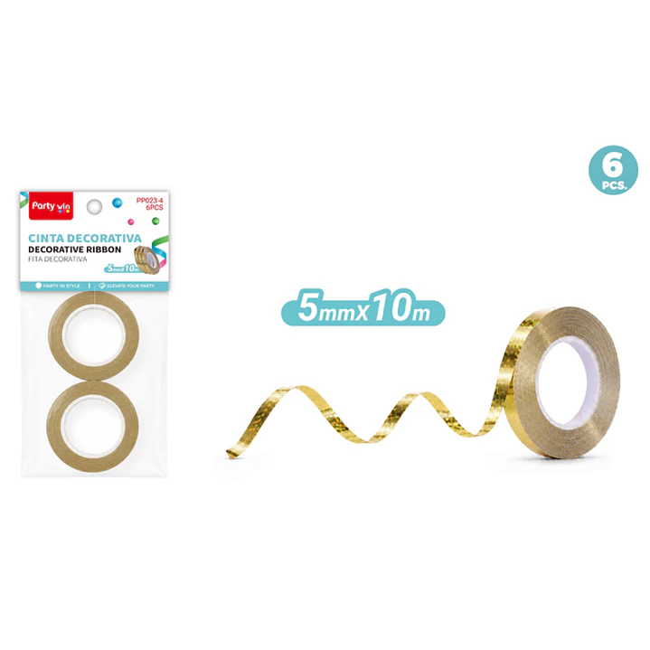 Cinta De Regalo Tornasol Dorado 5Mmx10M 1