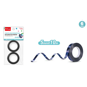 Cinta De Regalo Tornasol Negro 5Mmx10M