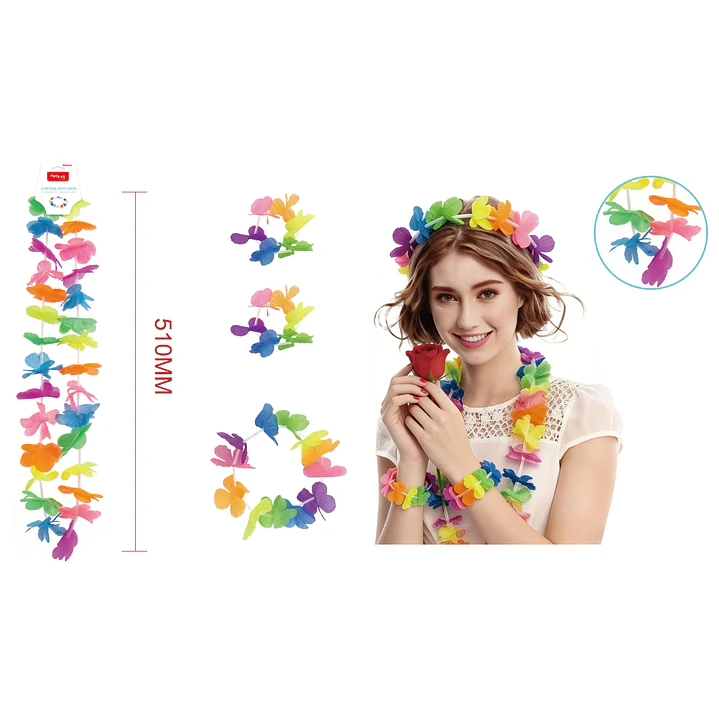 Set De Corona + Colla + Pulseras Flores 3 Unidades 1