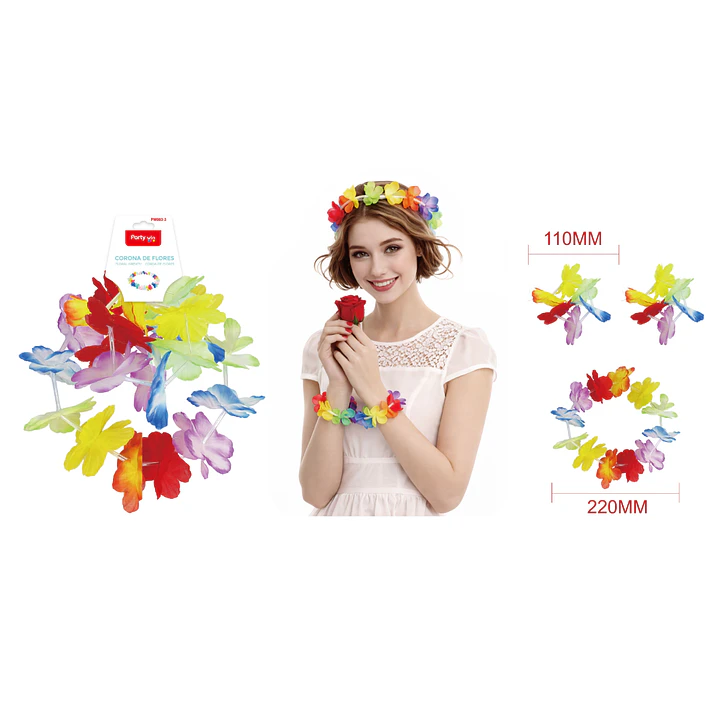 Set De Corona+Pulseras Flores 3 Unidades 1