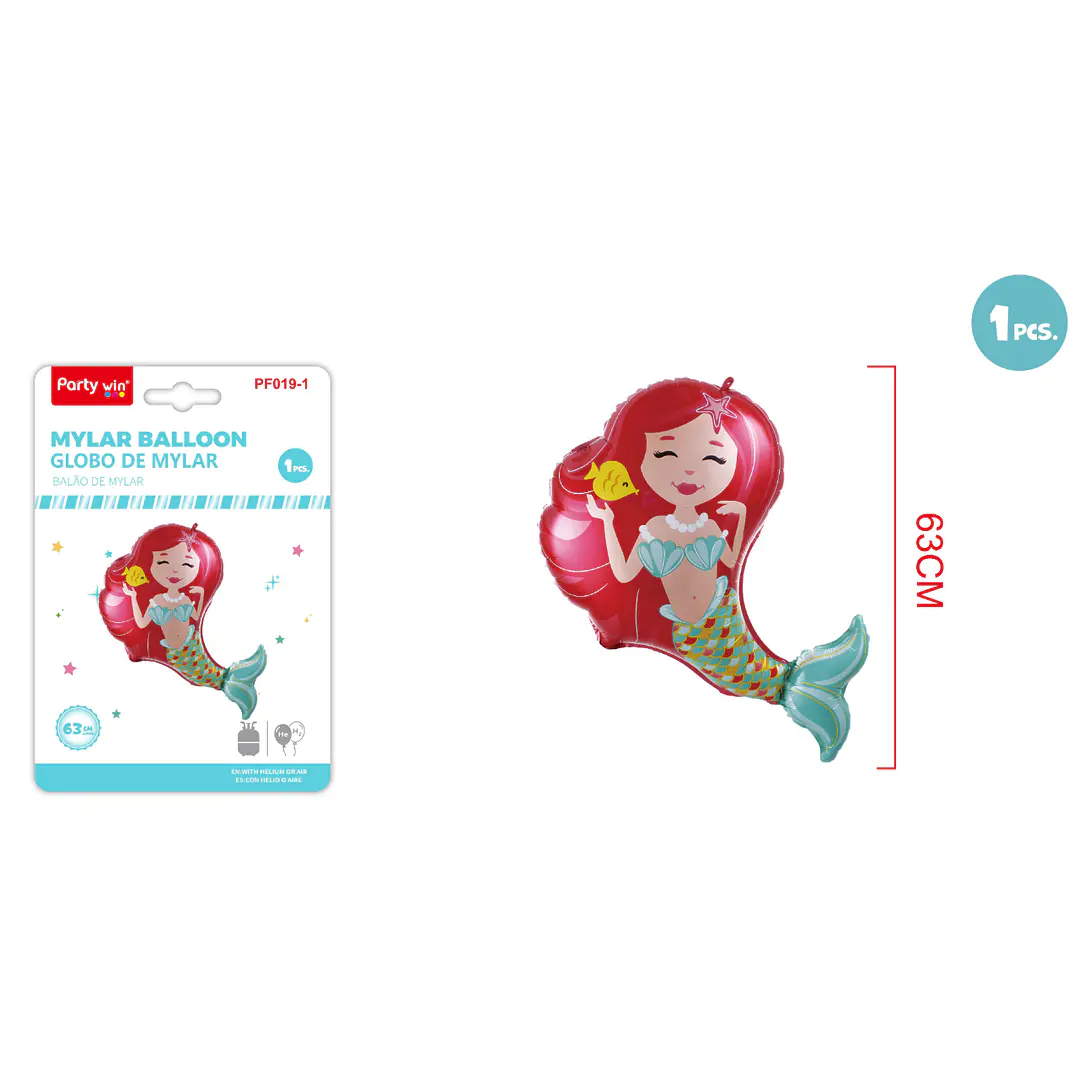 Globo Metal Sirena Rojo 63Cm 1