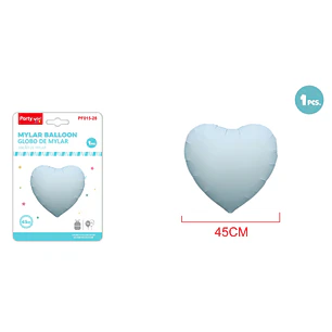 Globlo Metalizado Corazón Mate Azul 45Cm