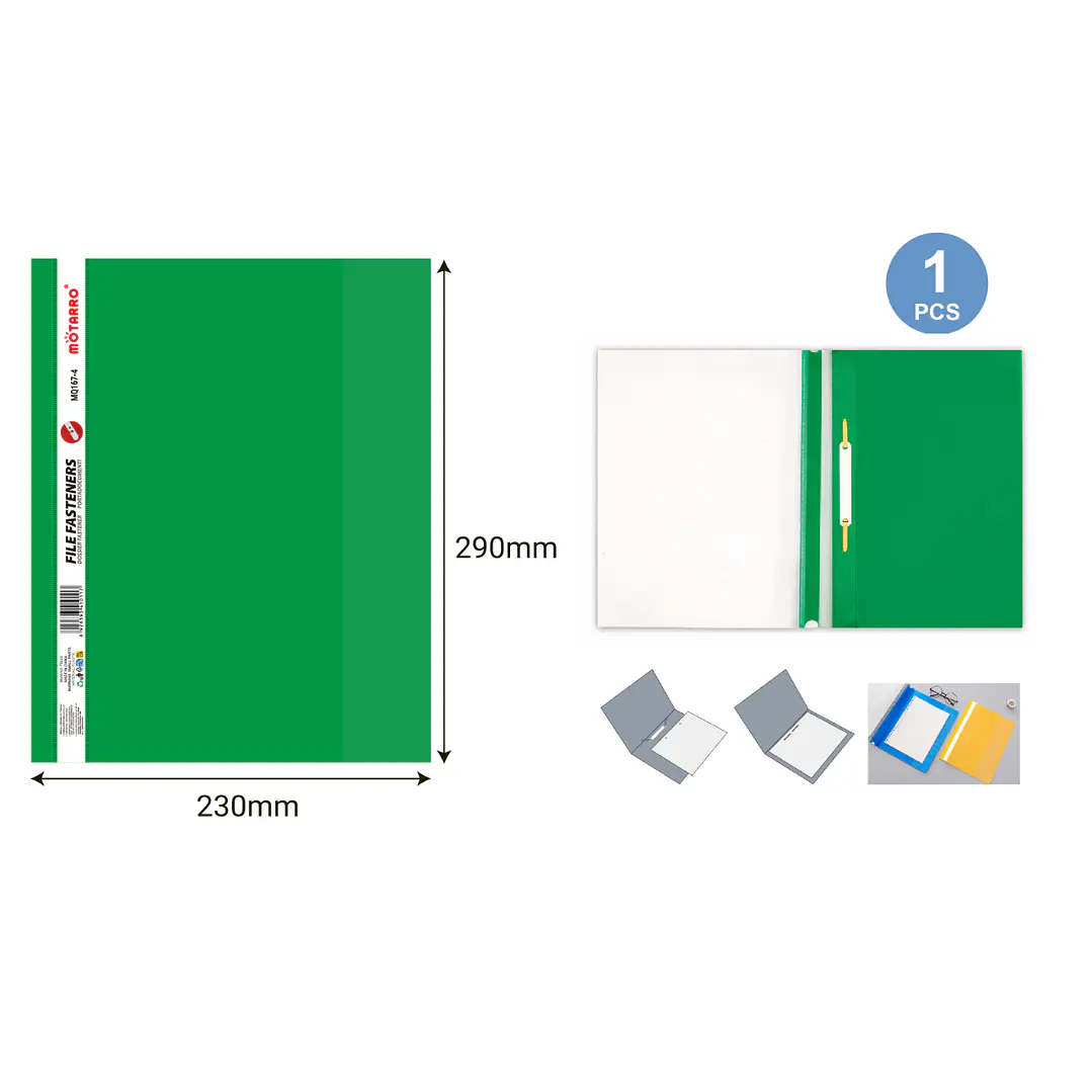 Carpeta Comercial Fastener Verde 230X290Mm Pp 1