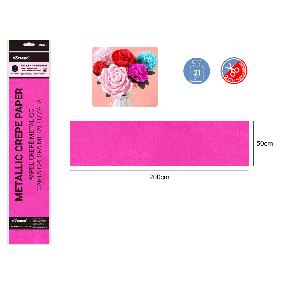Papel Crepe Metalico Fucsia 50X200Cm 1
