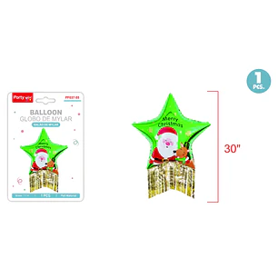 Globo Metal Navidad Estrella Flecos Verde 30Pul