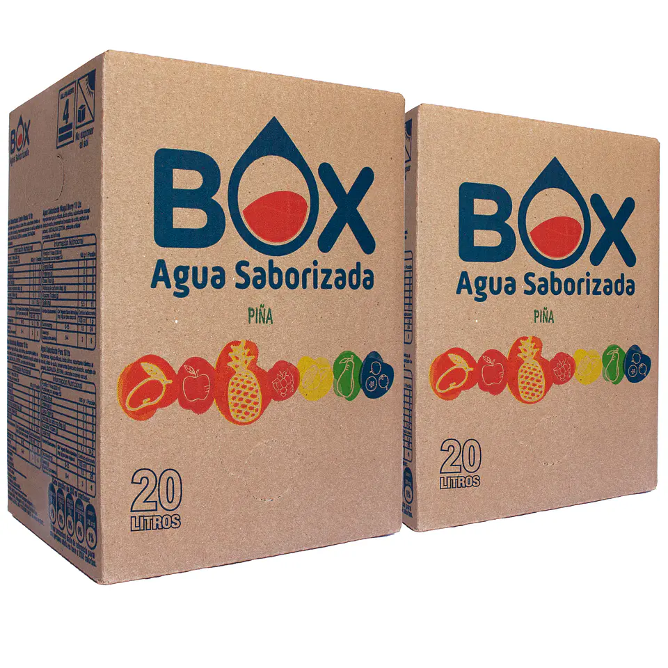 Pack 2 cajas BOX de 20 litros de Agua Saborizada 2 sabores 1