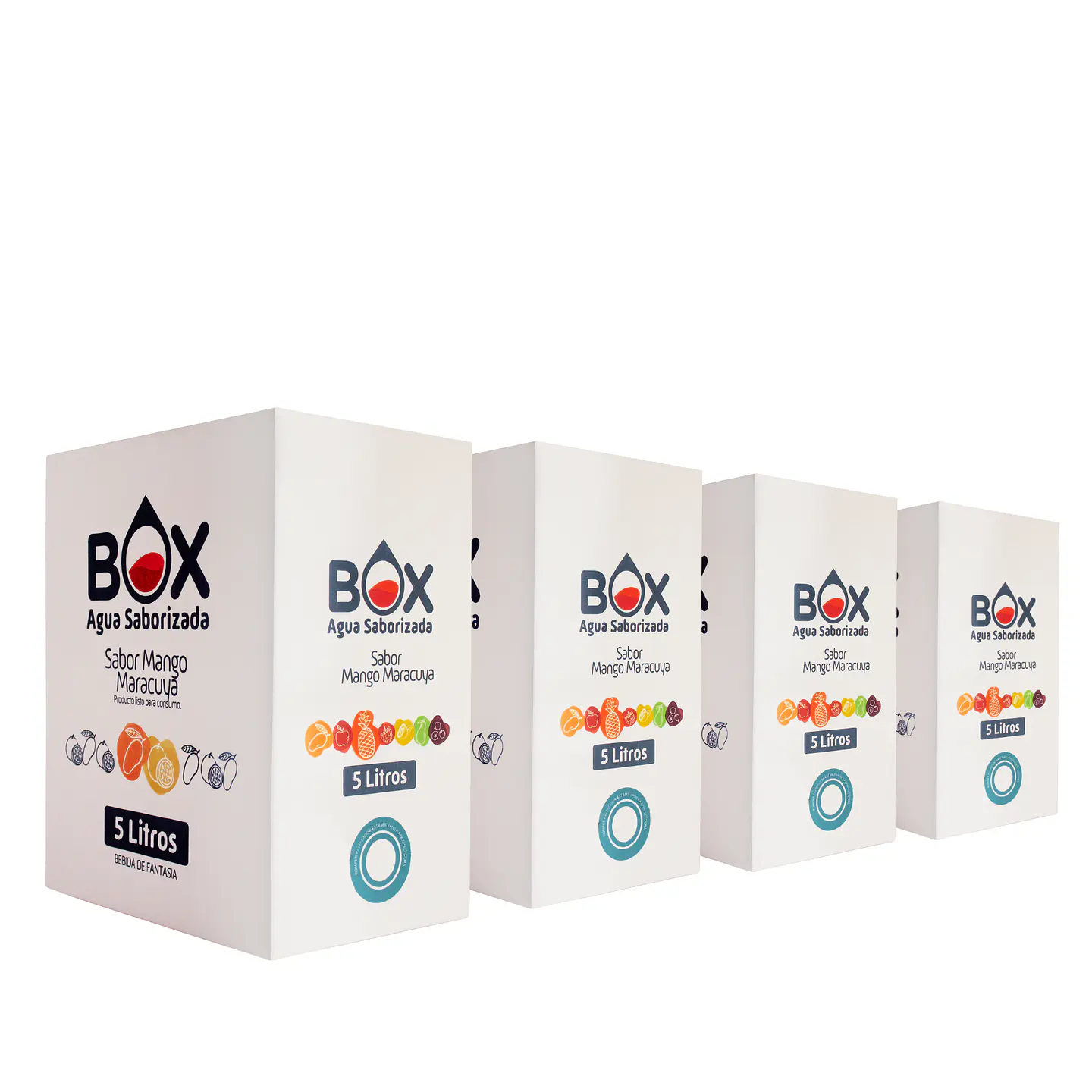 Pack 4 cajas Box de 5 litros Agua Saborizada 4 Sabores 1