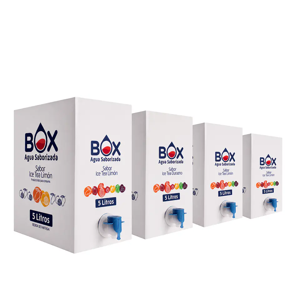 Pack 4 cajas Box de 5 litros Ice Tea Limón y Durazno 1