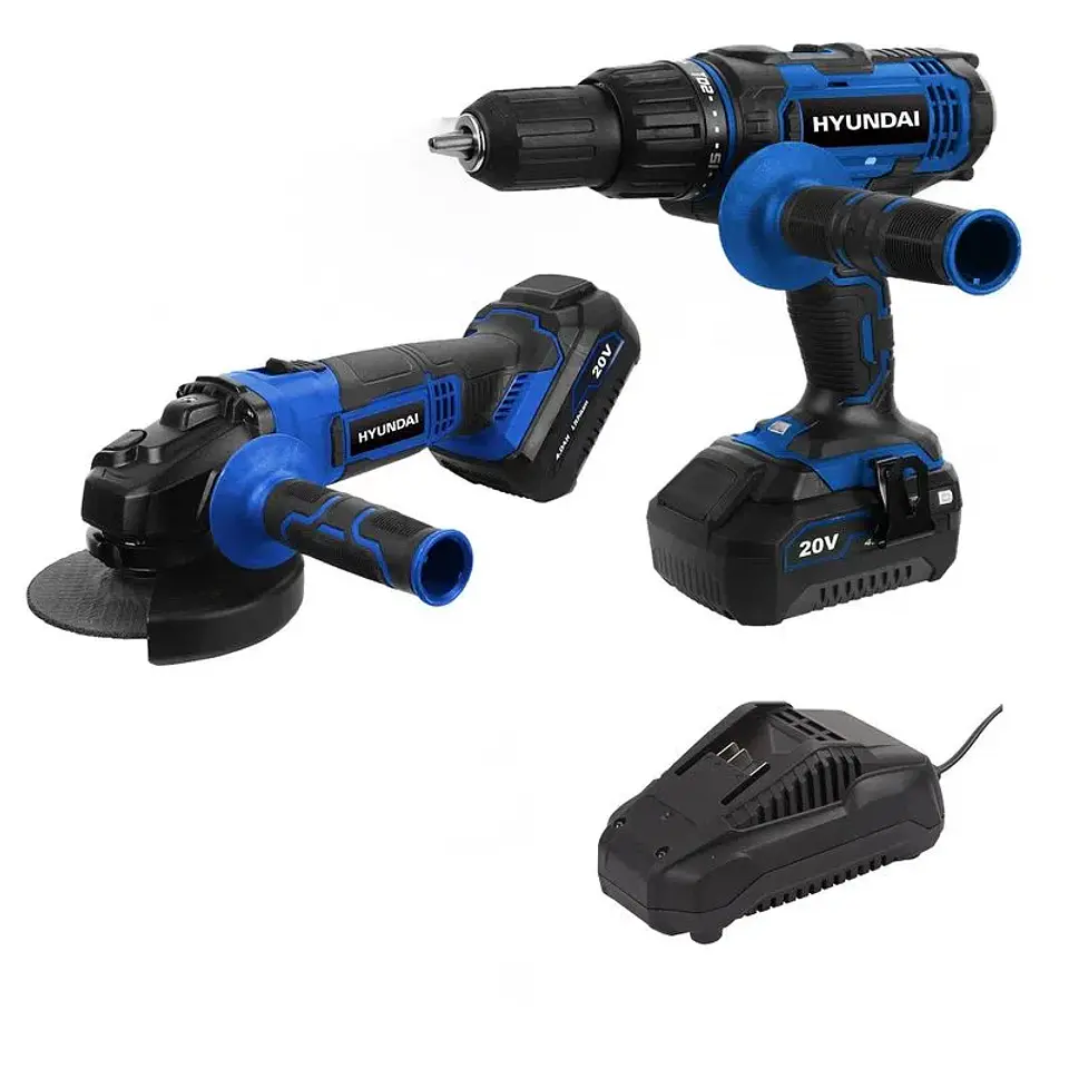Pack Taladro Percutor + Esmeril Angular 20 V 82LCD-LCG777 Hyundai 1